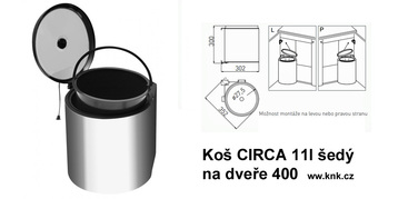 Koš CIRCA 11l šedý na dveře 400 www.knk.cz