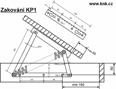 KP 1 Rozměry pro montáž postelového kování KP1 www.knk.cz