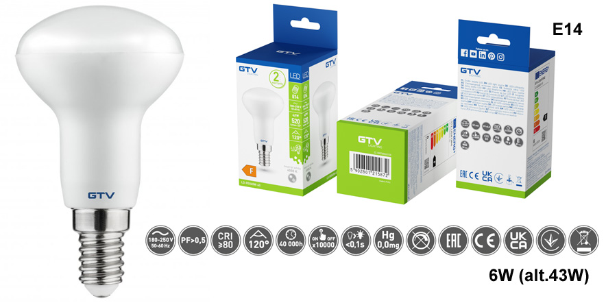 LED žárovka E14 8W denní (c.55W) bodová www.knk.cz