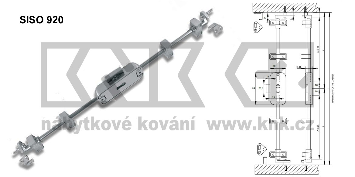 3cestný SISO 920 G44 zámek pro obyč.klíč